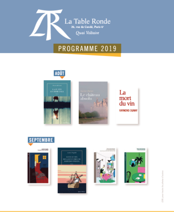 Programme des parutions août-septembre 2019